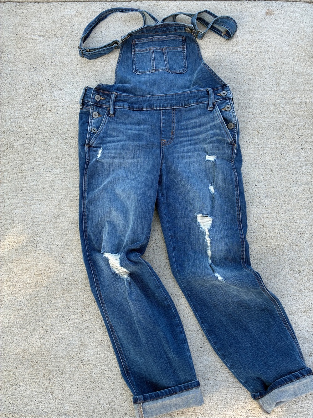 torrid Distressed Dark Blue Denim Overalls